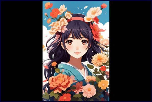 Download Japanese Cute Anime with Flowers - Premium Resources