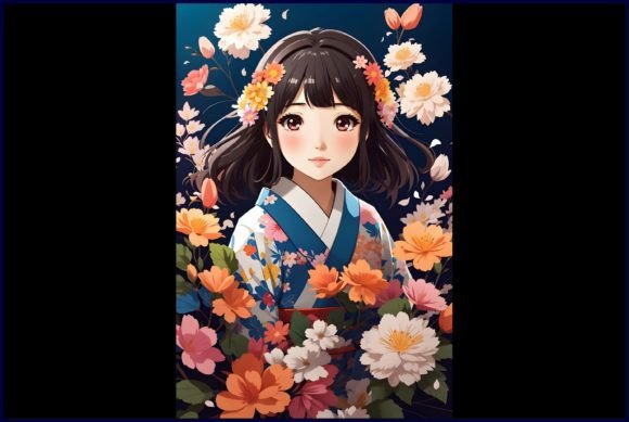 Download Japanese Cute Anime with Flowers - Premium Resources