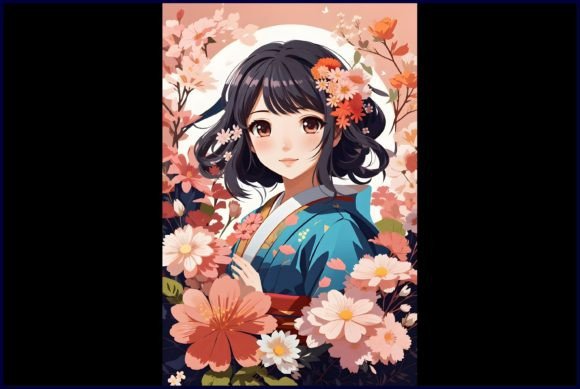 Download Japanese Cute Anime with Flowers - Premium Resources