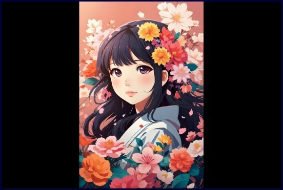 Download Japanese Cute Anime with Flowers - Premium Resources