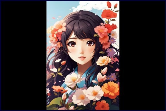Download Japanese Cute Anime with Flowers - Premium Resources