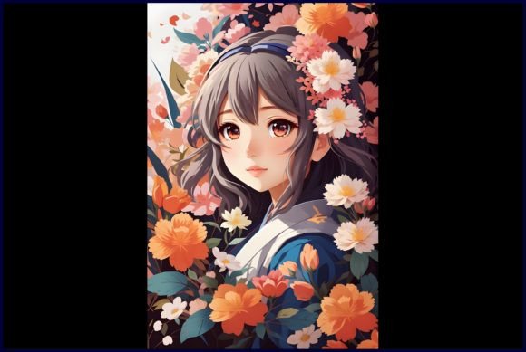Download Japanese Cute Anime with Flowers - Premium Resources