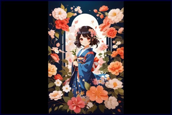 Download Japanese Cute Anime with Flowers - Premium Resources