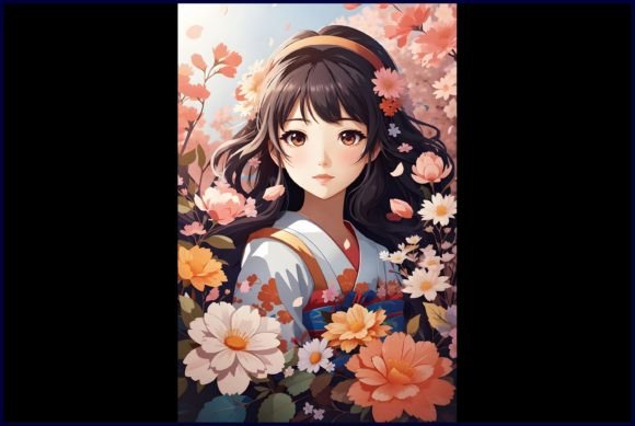 Download Japanese Cute Anime with Flowers - Premium Resources