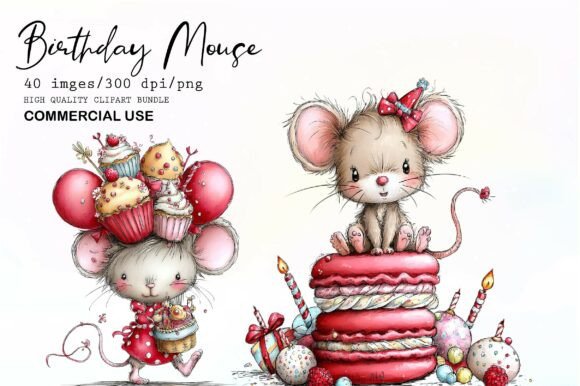 Download Whimsical Birthday Mouse Clipart - Mouse Collection