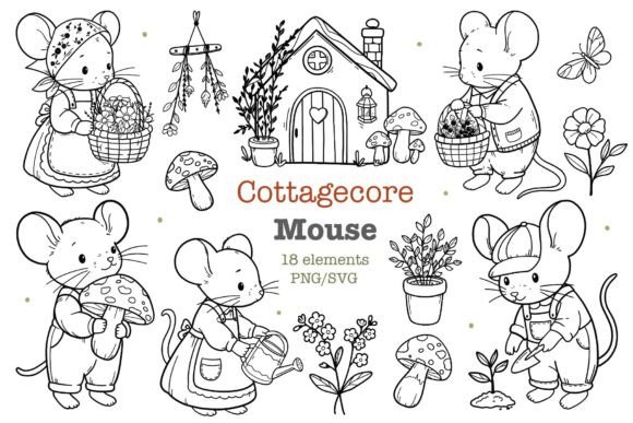 Download Cottagecore Mouse Clipart PNG SVG - Mouse Collection