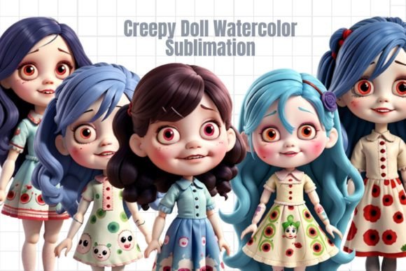 Download Creepy Doll Watercolor Sublimation - Doll Collection