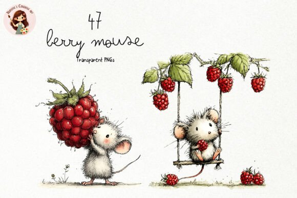 Download Cute Berry Mouse Watercolor PNG Clipart - Mouse Collection