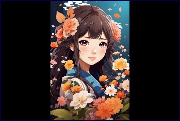 Download Japanese Cute Anime with Flowers - Premium Resources