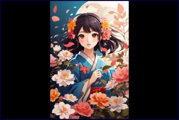 Download Japanese Cute Anime with Flowers - Premium Resources