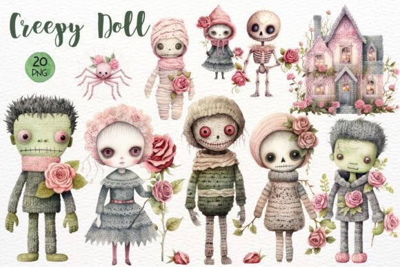 Download Creepy Doll Watercolor Sublimation - Doll Collection