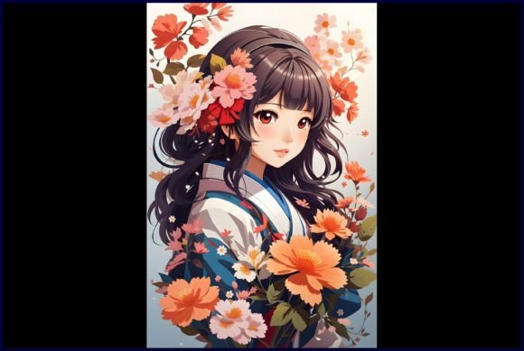Download Japanese Cute Anime with Flowers - Premium Resources