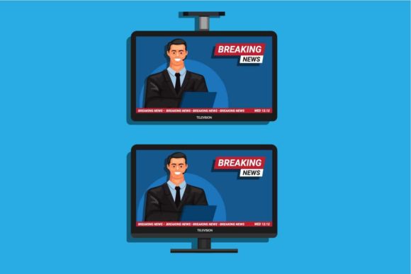 Download Breaking News on Television Symbol Set - Television Collection
